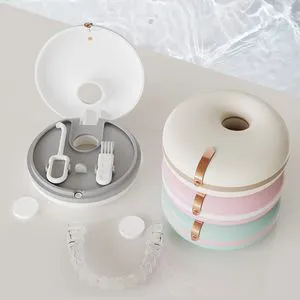 New 2025 Round Shape Dental Box Braces Case Retainer with Hooks and Brushes