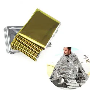 First Aid Gold Foil Space Blanket Mylar Thermal Emergency Blankets for Survival Blanket
