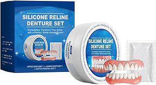 Silicone Reline Denture Set, Upper and Lower Dentures with Gutta-Percha, Complete Teeth Veneer Kit