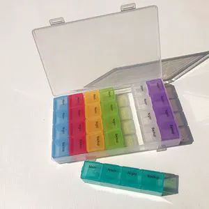 Custom Portable Eco-friendly Plastic Weekly Storage Organizer Medicen Cases 7-Days Pill Box