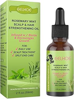 Rosemary Mint Hair Growth Oil, 2 fl oz, Scalp Treatment with Peppermint and Vitamin Oil