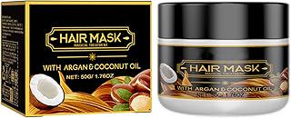 Hair Mask Treatment with Argan and Coconut Oil, Professional Repair Mask for Dry and Damaged Hair, Anti-Frizz Deep Conditioning Treatment, 50g/1.76oz
