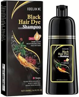 Hair Dye Shampoo (Black) – 3-in-1 Natural Hair Color for Gray Hair, Herbal Ingredients, Easy at-Home Use – Herbal Formula – Hair Dye for Women & Men (Black) (500ml, 16.9oz)