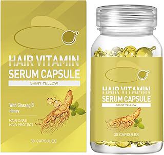 Hair Vitamin Serum Capsules with Argan Oil, Jojoba Oil, Aloe Vera Extract, Natural Fragrance, Light Non-Greasy Formula for All Hair Types, 30 Capsules