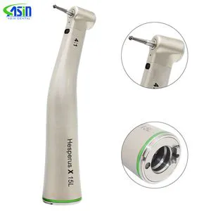 X15L 4: 1 Low Speed Handpiece Green Ring Fiber Optic Single Spray Contra Angle Handpiece with E-Type Connector Dental Equipments