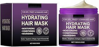 Professional Hydrating Hair Mask with Keratin, Collagen and Argan Oil, Moisturizing and Conditioning Treatment for Dry, Frizzy and Damaged Hair, 3.53 Ounce