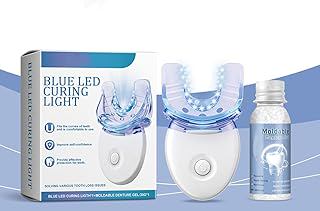 Blue LED Curing Light with Moldable Denture Gel, Dental Tooth Protection Kit, White
