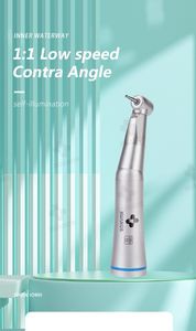 Huamnor Dental 1: 1 Internal Spray Fiber Optic Contra Angle Inner Water Push Button Low Speed Handpiece with LED