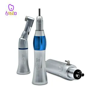 Dental Low Speed Handpiece Set 4 Holes with Contra Angle Straight Handpiece Air Motor