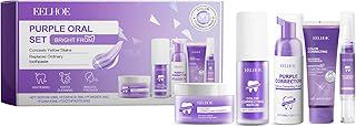 eeth Whitening Kit, Purple Toned Set with Tooth Care Pen, Powder, Toothpaste and Mousse