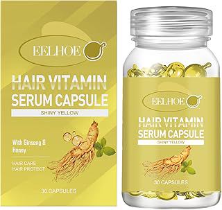 Hair Vitamin Serum Capsules with Ginseng and Honey, 30 Count, Hair Treatment Oil for Dry and Frizzy Hair