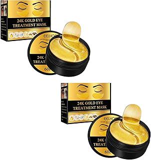 24K Gold Under Eye Mask Treatment, 60 Pieces, with Hyaluronic Acid (2 pk)