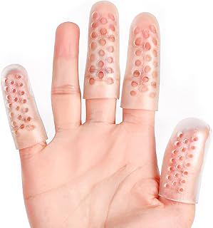 Clear Finger Cots with Air Holes, 8PCS Silicone Finger Protectors Sleeves, Reusable Rubber Thumb Support for Wounds, Trigger Finger, Eczema, Hand Cracking, Arthritis (6PCS small + 2PCS big)