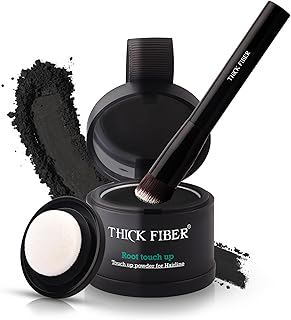 Root Touch Up Powder - Water & Sweat Resistant Hair Loss Concealer Set for Thinning Hair Women, Includes Brush (Black)