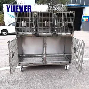 Yuever Medical Veterinary Equipment Vet Hospital Clinic Stainless Steel 304 Cat Dog Pet Animal Cages