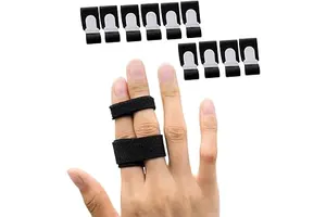 Buddy Finger Wraps, Pack of 10 Finger Tapes for Broken, Sprained, Fractured Finger, Finger Straps for Jammed, Swollen, Dislocated Joint (Black)