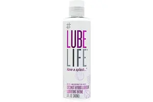 LubeLife Coconut Hybrid Lube –Water & Coconut Oil Personal Lubricant – Smooth, Skin-Safe Formula with Easy Clean for Privacy & Toys, 8 Fl Oz