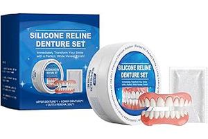 Silicone Reline Denture Set, Upper and Lower Dentures with Gutta-Percha, Complete Teeth Veneer Kit