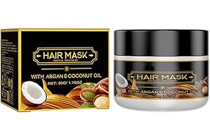 Hair Mask Treatment with Argan and Coconut Oil, Professional Repair Mask for Dry and Damaged Hair, Anti-Frizz Deep Conditioning Treatment, 50g/1.76oz