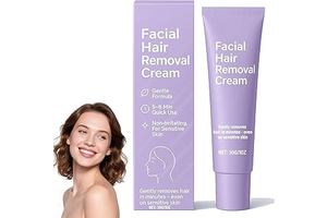 Facial Hair Removal Cream for Women, Upper Lip & Chin Hair Remover for Fine & Peach-Fuzz Hair, Smooth Finish Formula for Face, Also Works for Arms & Legs