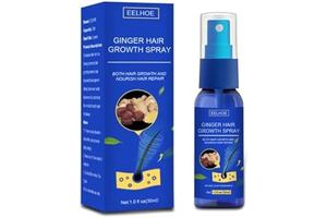 Ginger Hair Growth Spray - Promotes Thicker, Stronger Hair. Ginger Extract Prevents Baldness, Moisturizes Scalp, Strengthens Roots, and Stimulates Regrowth.