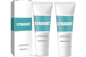 Protein Hair Straightening Cream, Silk & Gloss Protein Straightening Cream for Curly Hair by Maigoole (2PC)