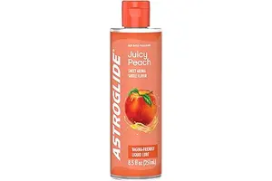 Astroglide Peach Flavored Personal Lubricant (8.5oz), Lube for Men, Women and Couples, Delicious Flavor, Hypoallergenic, Vaginal Safe, Condom Compatible