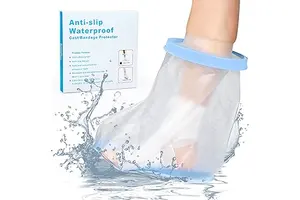 Waterproof Foot Cast Covers for Shower Adult with Non-slip Padding Bottom, Watertight Ankle Cast Protector Keep Wounds Dry