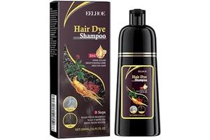 Hair Dye Shampoo (Brown) – 3-in-1 Natural Hair Color for Gray Hair, Herbal Ingredients, Easy at-Home Use – Herbal Formula – Hair Dye for Women & Men (Brown) 500ml, 16.9oz)