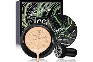 Air Cushion CC Cream Mushroom Head Foundation, BB Cream Face Makeup Foundation for Mature Skin Moisturizing Concealer Brighten Long-Lasting, Even Skin Tone for All Skin Types (Natural)