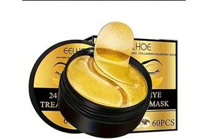 24K Gold Under Eye Mask Treatment, 60 Pieces, with Hyaluronic Acid (60pc)