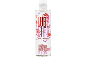 LubeLife Water-Based Strawberry Flavored Lubricant, Personal Lube for Men, Women and Couples, Made Without Added Sugar, 8 Fl Oz