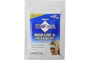 Migraine & Headache Cooling Patch - Drug Free, Lasts Up to 12 hours, Safe to Use with Medication - Large Patches (4 Large Patches), Each 4.3 x 2 in