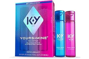 K-Y Yours + Mine Couples Personal Lube, Two Personal Lubricants, Water Based Lube for Women & Glycerin-Based Lube for Men, 2 x 1.5 FL OZ