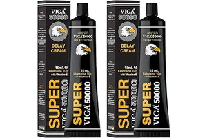 Super Viga 50000 Delay Cream for Men - Premium Lidocaine 10% Desensitizing Formula - Stay Hard, Delay Ejaculation & Improve Sexual Performance - 0.50 Fl Oz (Pack of 2)