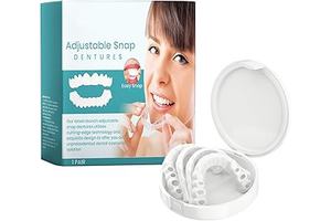 Adjustable Snap-On Dentures with Storage Case, Comfortable Fit, Easy Installation, 1 Pair