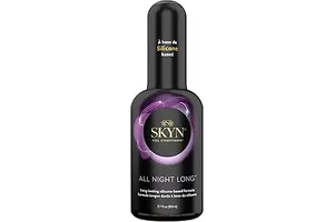 SKYN All Night Long Silicone-Based, Long Lasting Lube (2.7 oz) for Men, Women and Couples, Safe with Latex and Non-Latex Condoms