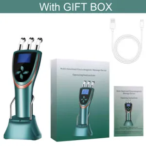 LED EMS Heating 3 Head Lymphatic Drainage Microcurrent Vibration Meridians Scrapping Guasha Magnetic Fork Therapy Cupping Beauty Massage Treatment Comb