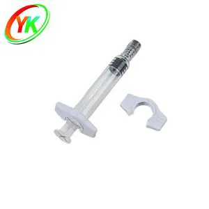 5ml Luer Lock Glass Syringe with Custom White Backstop and Plastic Plunger