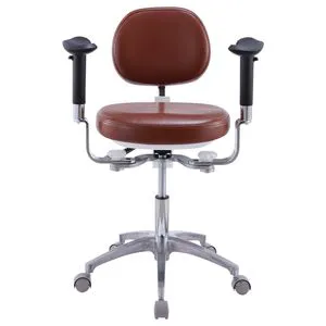 Dental Chiair Ergonomic Microfiber/PU Leather Armrest Microscope Dynamic Chair Stool Mobile Microscope Seat Saddle Chair Foot Controlled PU Leather