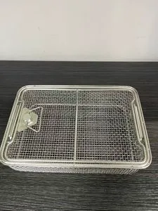 Metal Wire Mesh Washing Cleaning Medical Instrument Disinfection Box Sterilization Basket Container