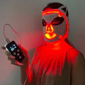 LED Red Light Facial Beauty Mask 4 Color LED Face Mask Light Therapy with 450nm 590nm 630nm & 850nm 4 Wavelength