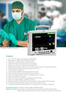 Veterinary 12.1 Inch Multi-Parameter ICU Patient Monitor with SpO2 NIBP