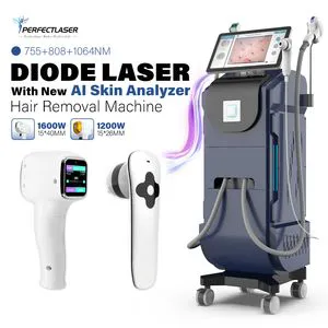 Best 755 808 1064nm Diode Laser Hair Removal Salon 1200W 1600W Power 3 Wavelength 2 Handles Custom Beauty Equipment Machine