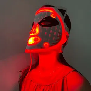 Iluxred 7 Color LED Light Therapy Mask 4 in 1 Medical Grade Silicone Infrared Face Mask with Neck Pad