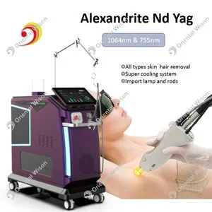 Alexandrite YAG Laser Hair Removal ND YAG 755nm 1064nm Nitrogen Cooling Alex Hair Removal Machine