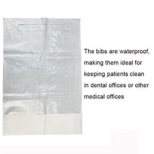 Paper Coated Film Dental Bib with Tie and Pocket Waterproof Disposable Bibs