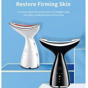 3-Color LED Light Therapy Vibration Micro Current Electric Neck Massager Face Skin Lift Machine