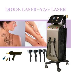 Km Vertical Double Handle Diode Laser ND YAG Permanent Hair Removal Tattoo Removal 808 Diode Laser Hair Removal Machine