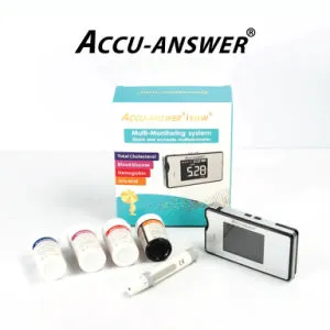 Accu-Answer Isaw Multi-Monitoring System 4-in-1 Kit Meter for Cholesterol Blood Glucose Hemoglobin Uric Acid Rapid Test